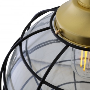 Hudson Glass Globe Cage Pendant Light 30cm